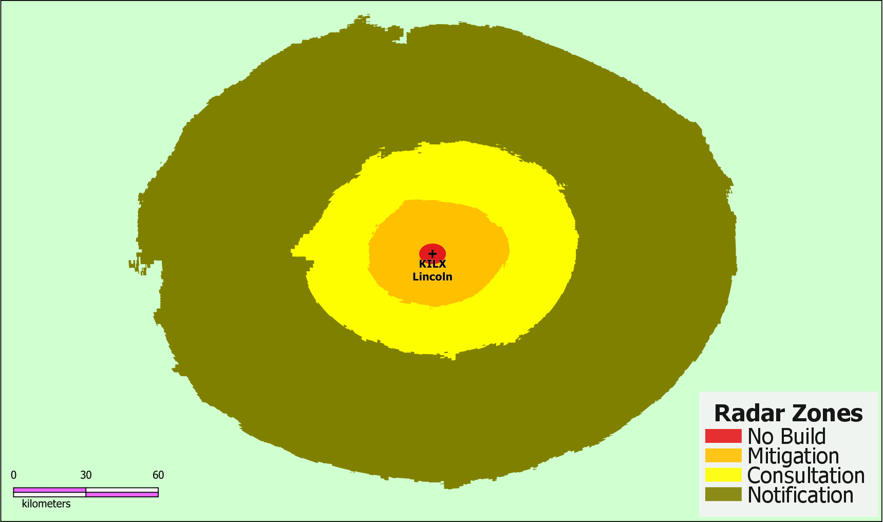 Image showing relative impact zones around KILX.