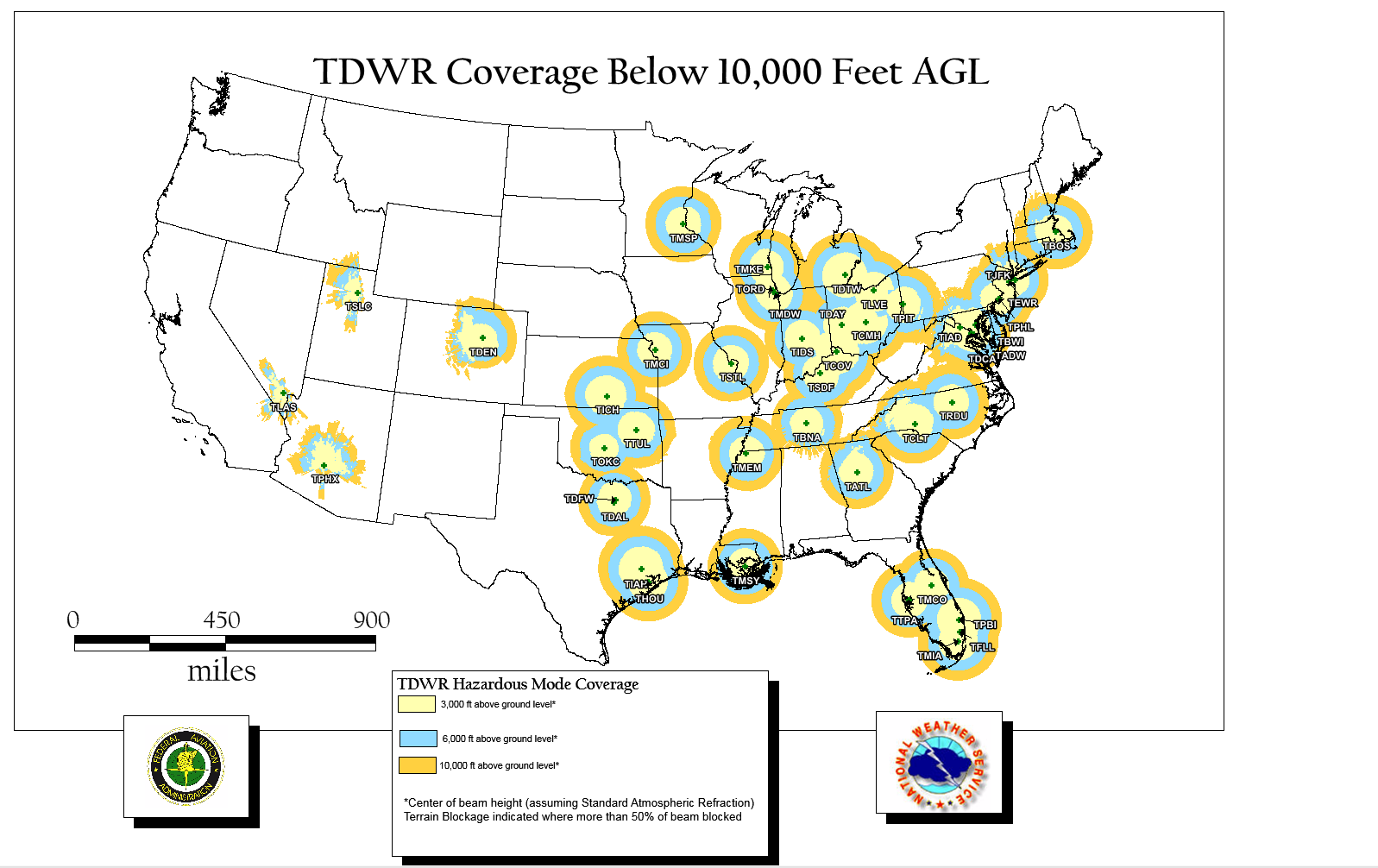Click to Enlarge TDWR Sites in Contigous US